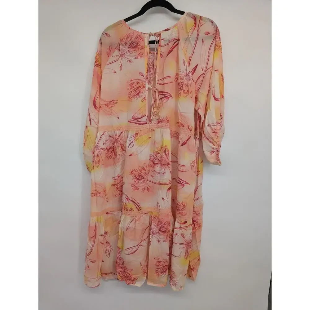 NWD By Anthropologie Oversize Tiered Puff-Sleeve Dress Size XL Orange #B1404 - Picture 5 of 15